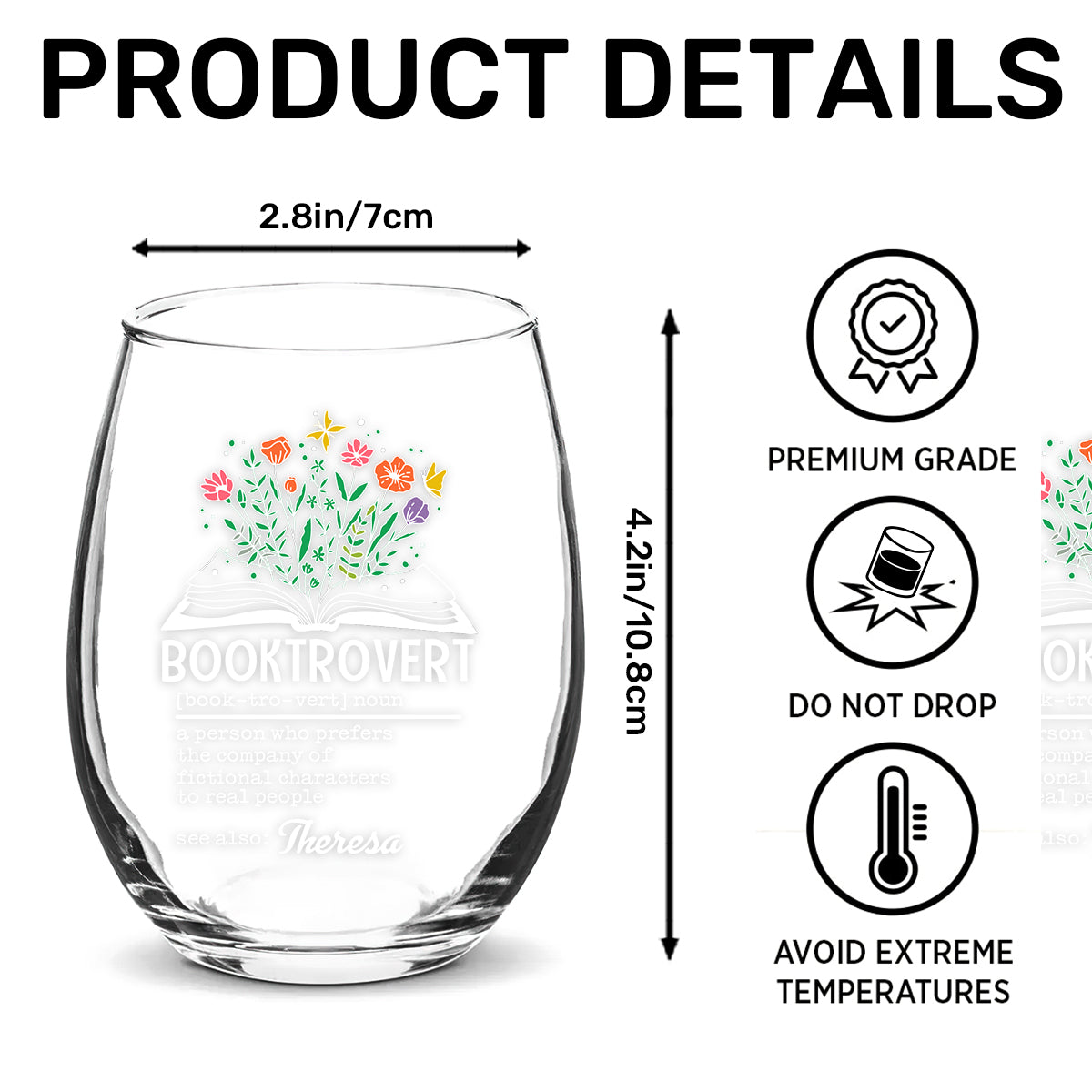 Booktrovert - Personalized Stemless Wine Glass