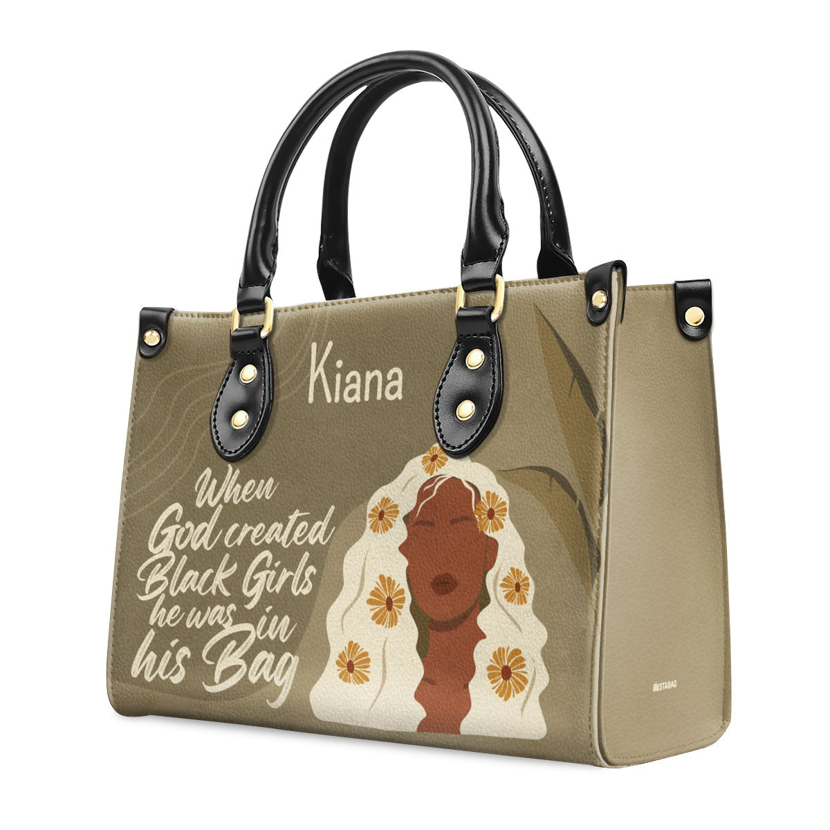 When God Created Black Women - Personalized Leather Hand Bag STB107