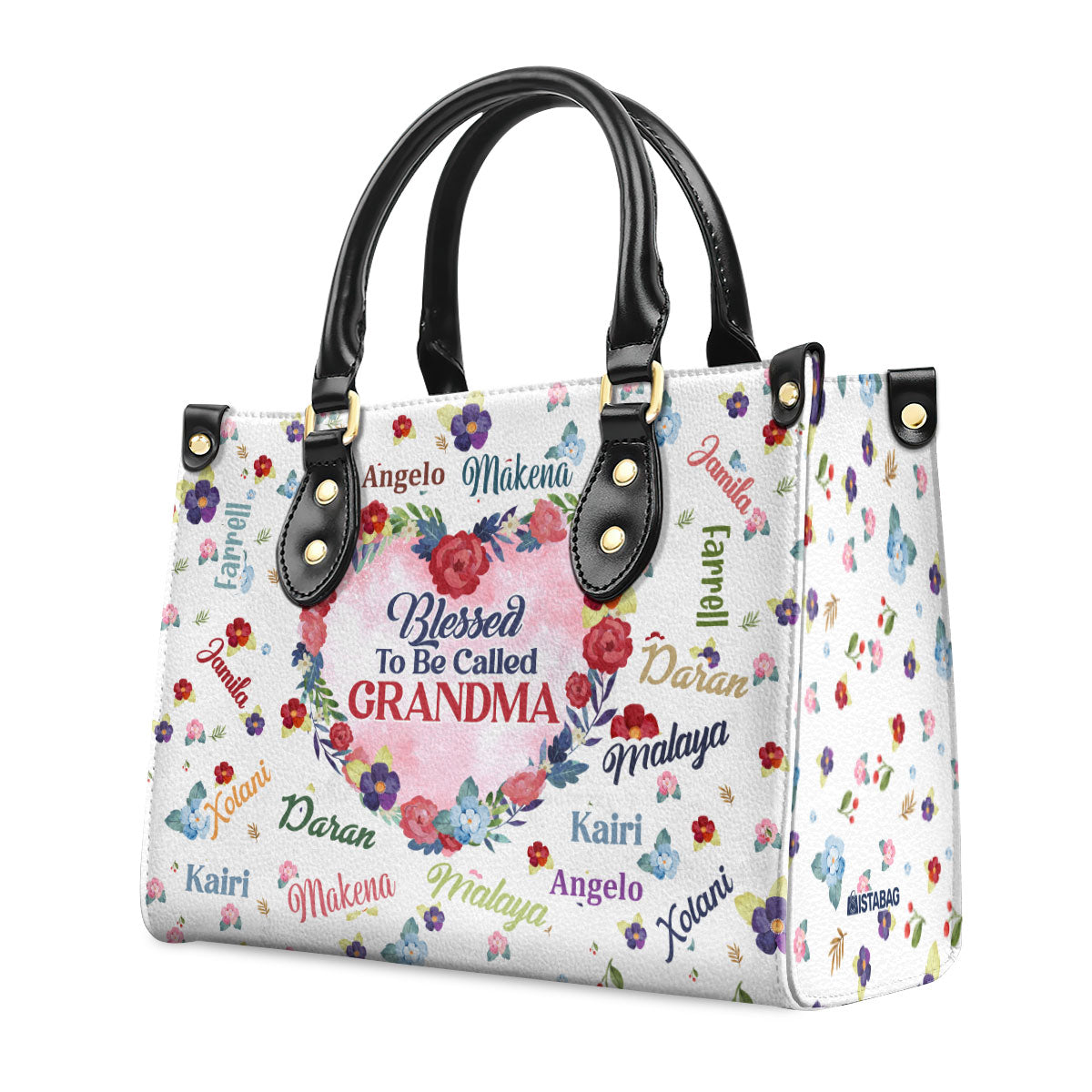 Grandma Flower - Personalized Leather Handbag SBLHBLM1991L