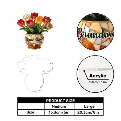 Grandma’s Blooming Love - Personalized Acrylic Suncatcher