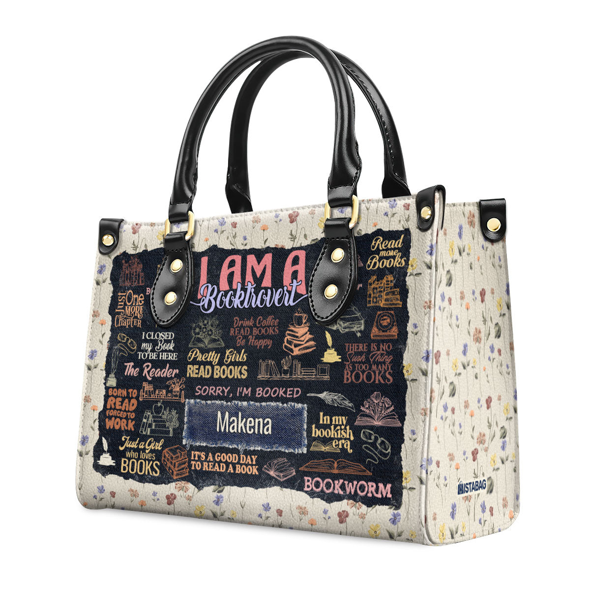 I Am A Booktrovert - Personalized Leather Handbag SBLHBLM965T