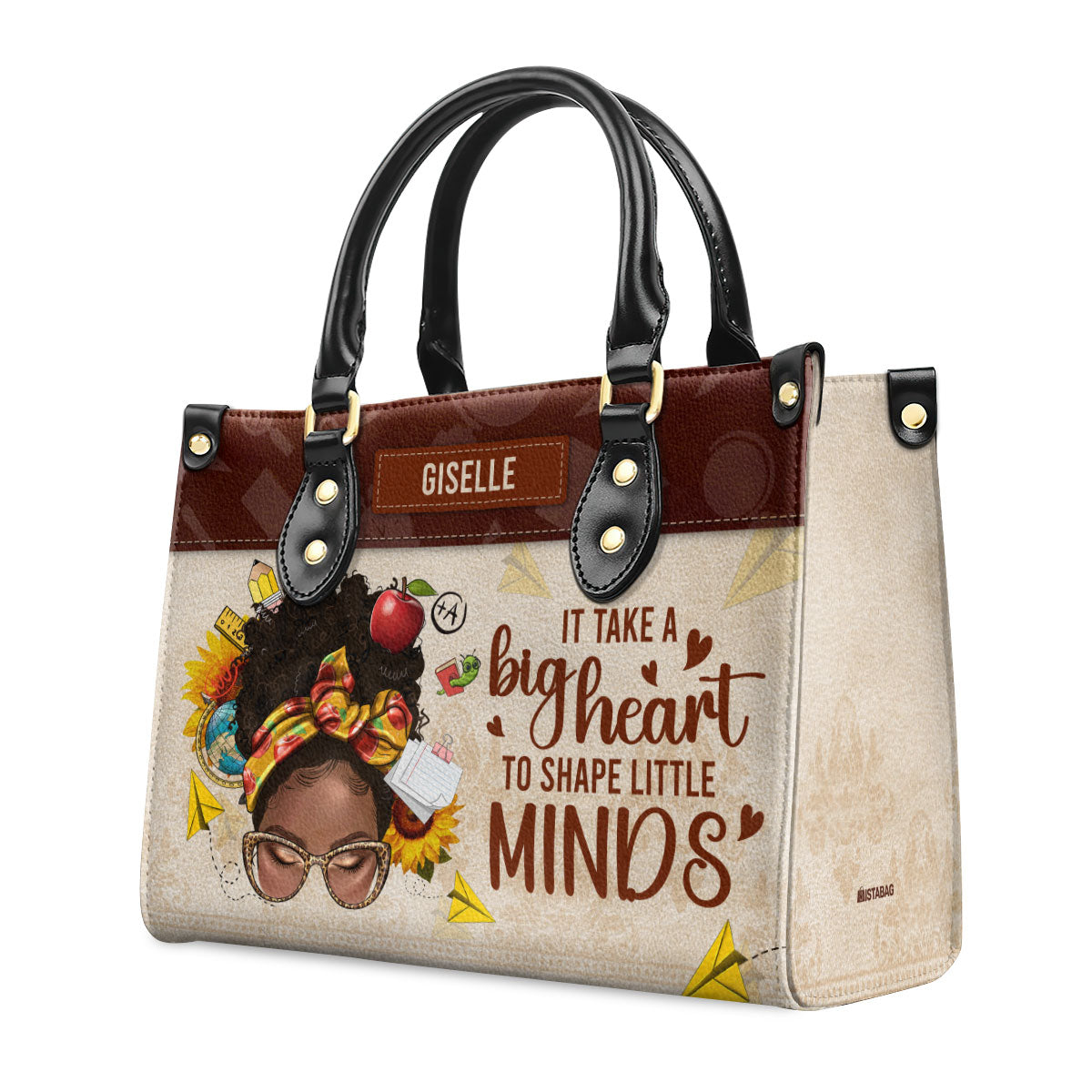 It Takes A Big Heart To Shape Little Minds - Personalized Leather Handbag SBLHBPA02P