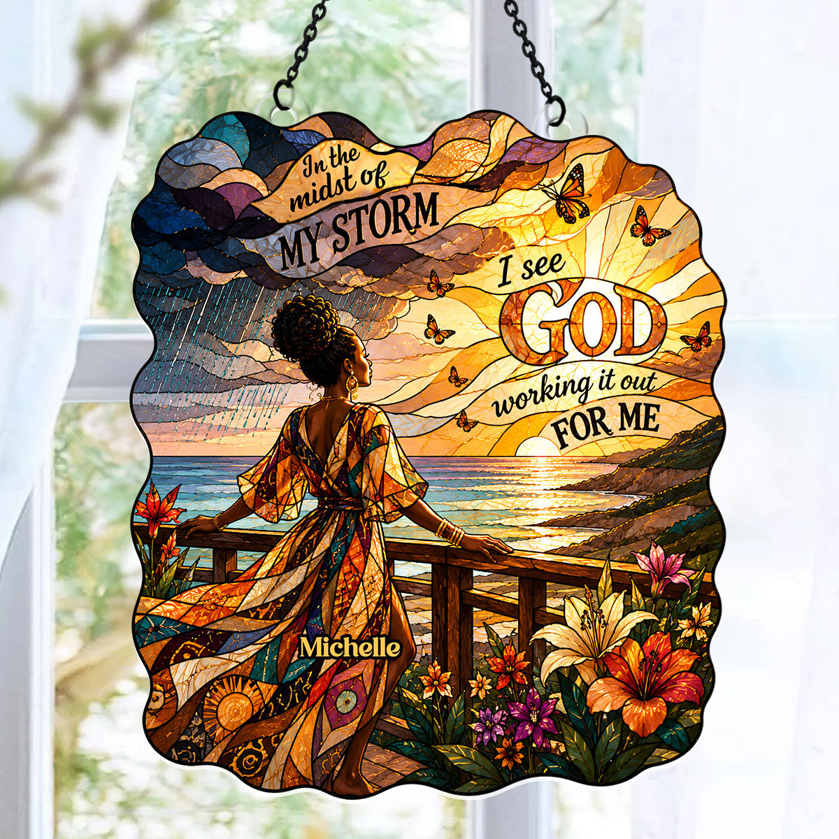 I See God Working It Out For Me - Personalized Acrylic Suncatcher