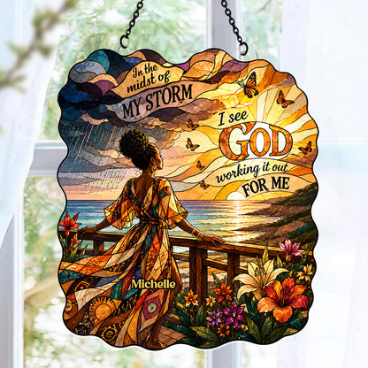 I See God Working It Out For Me - Personalized Acrylic Suncatcher