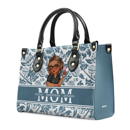 Grandma Mom Floral - Personalized Leather Handbag SBLHBLPA1410D