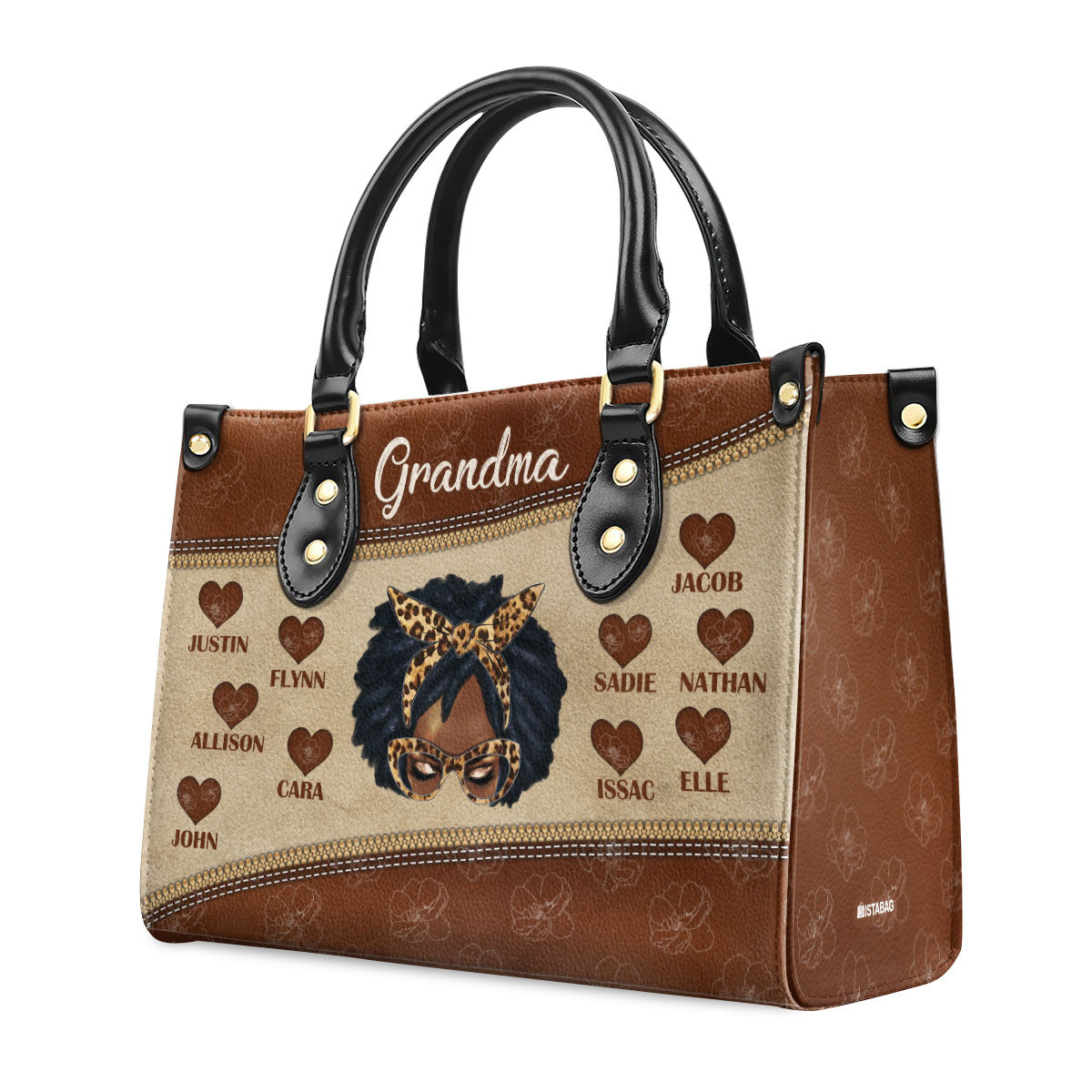 Grandma Handprint - Personalized Leather Handbag SBLHBLN1417D