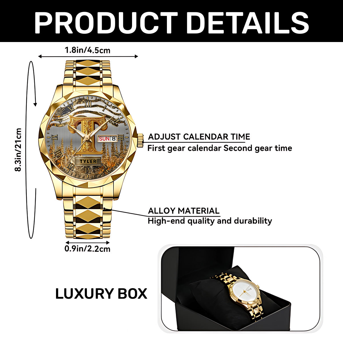 Name Initial Alphabet - Personalized Men's Wrist Watch