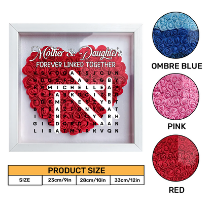 Mother And Daughter Forever Linked Together - Personalized Heart Flower Shadow Box