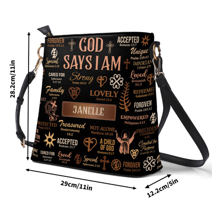 God Says I Am - Personalized Bucket Bag SBBD18LM1281TA