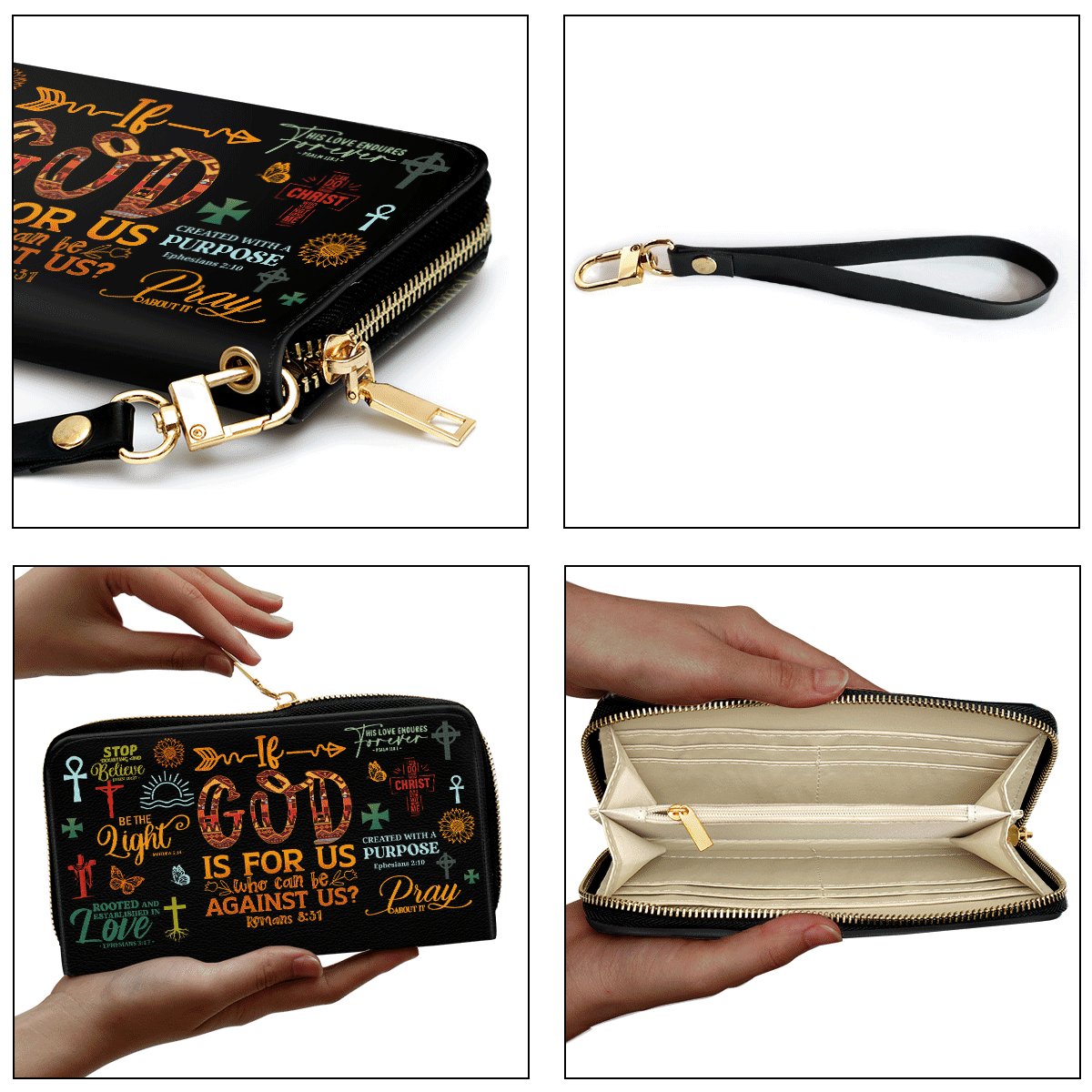 If God Is For Us - Personalized Leather Clutch Purse