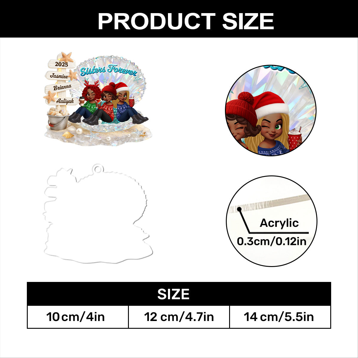 Besties And Sisters Forever - Personalized 1-Layer Acrylic Ornament