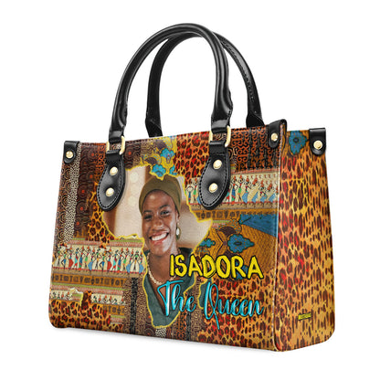 Africa Map Pattern - Personalized Leather Handbag SBLHBLN1101L