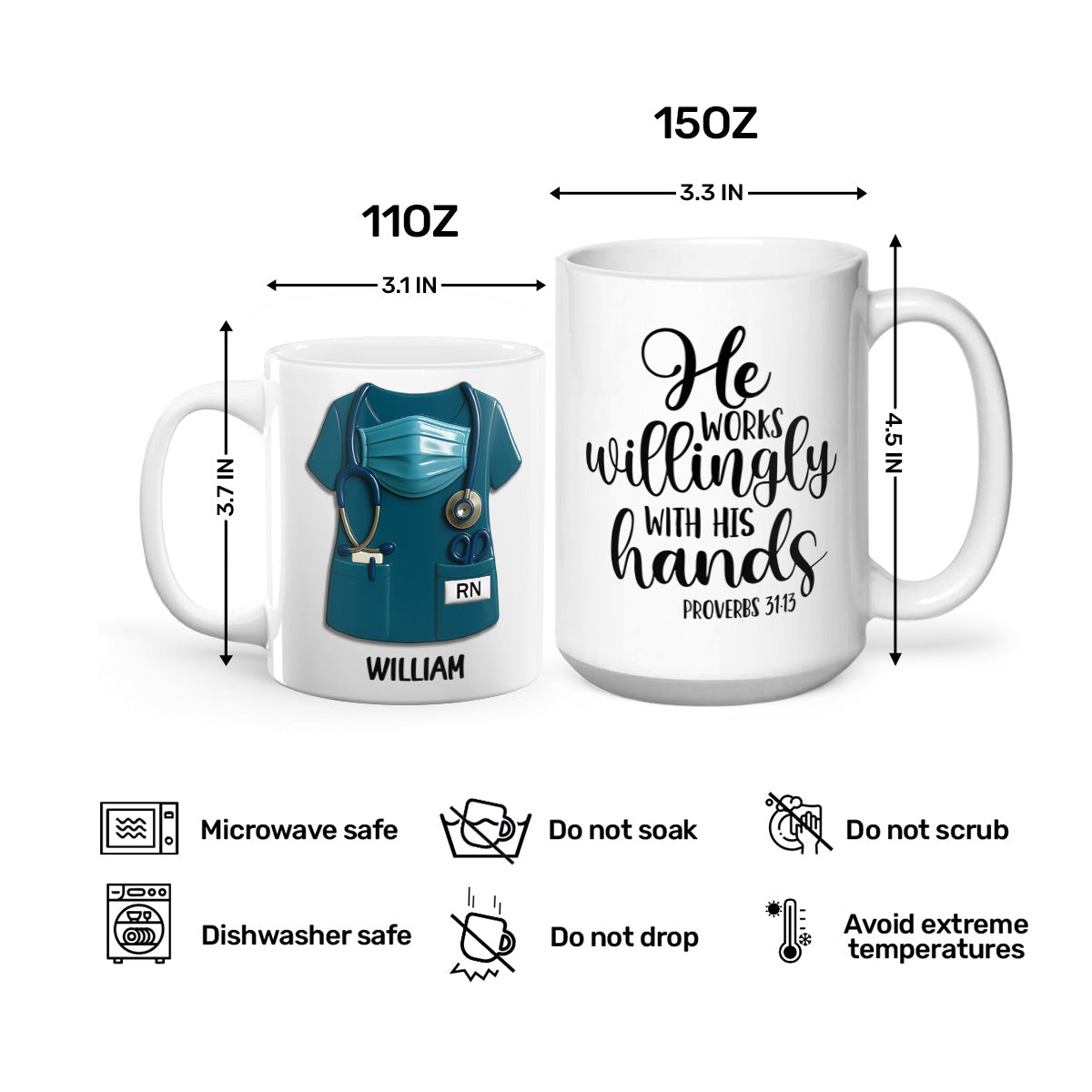 She Works Willingly With Her Hands - Personalized Ceramic Coffee Mug