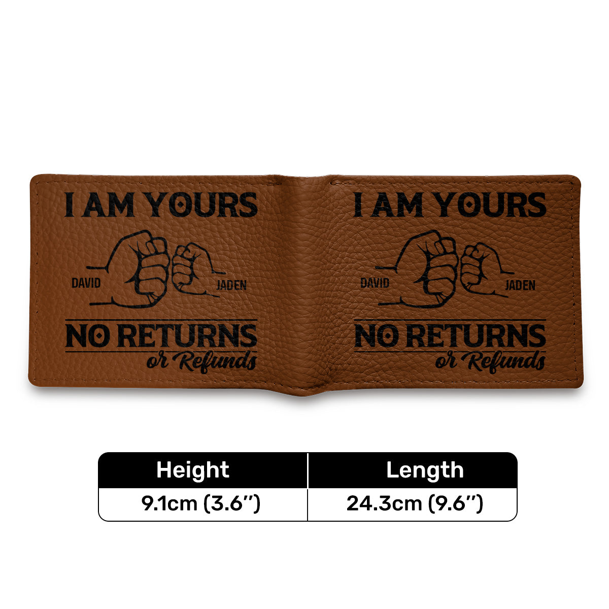 We Are Yours No Returns Or Refunds - Personalized Leather Folded Wallet