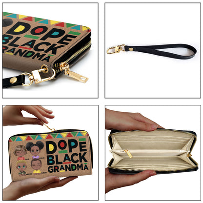 Dope Black Grandma - Personalized Leather Clutch Purse SBCPLN2424L