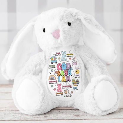 God Says I Am - Personalized Stuffed Bunny