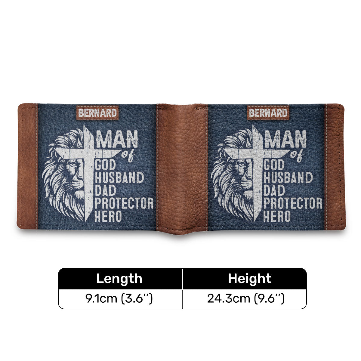 Man Of God - Personalized Leather Folded Wallet SBLFWN37