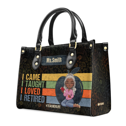 Retired Teacher - Personalized Leather Handbag SBLHBLM1567M