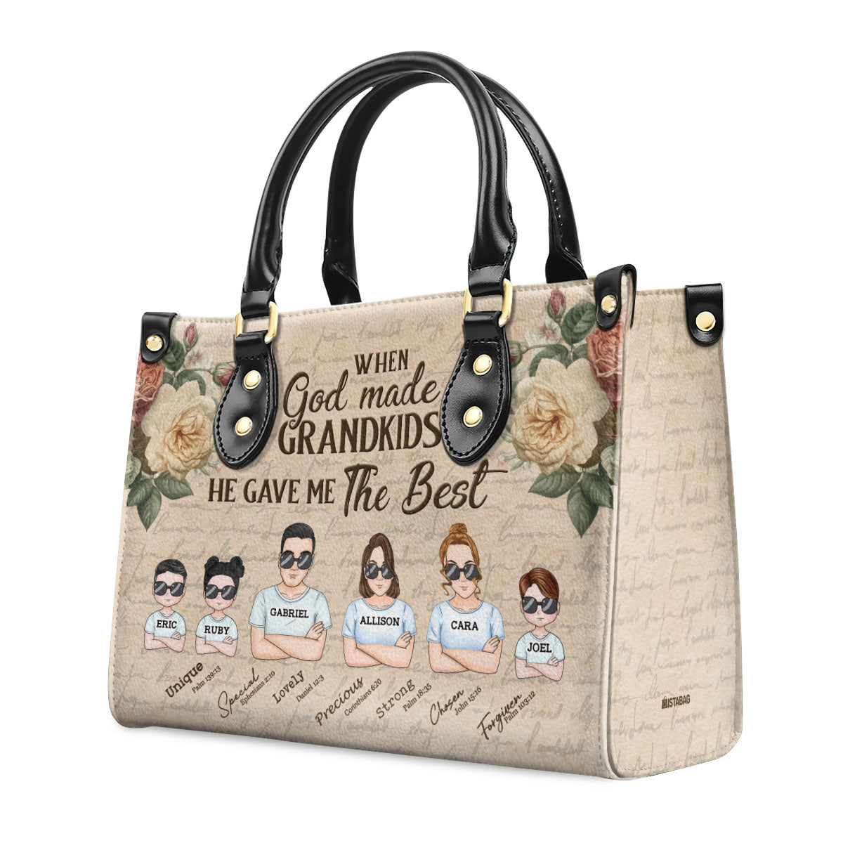 When God Made Grandkids He Gave Me The Best - Personalized Leather Handbag SBLHBLN1186L