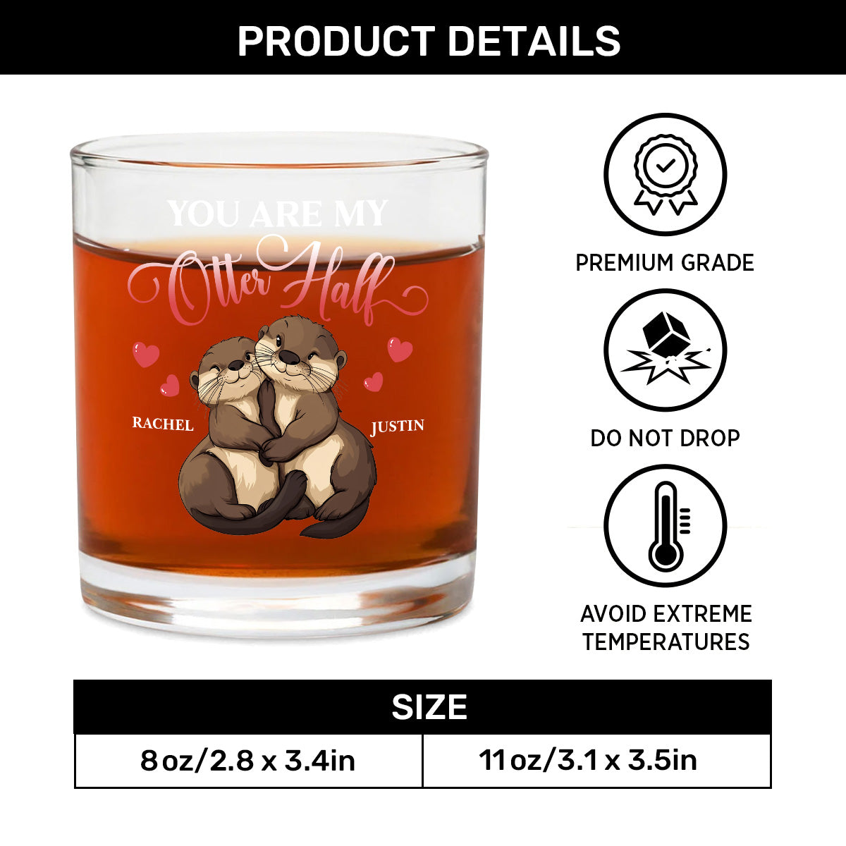 You Are My Otter Half - Personalized Round Whiskey Glass