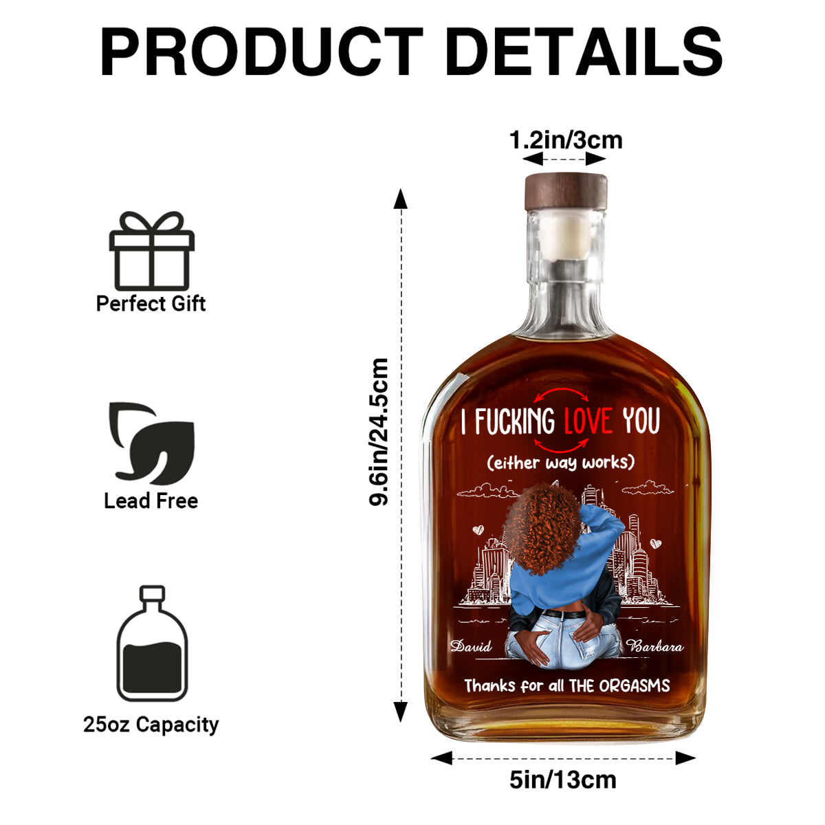 Thanks For All The Orgasms - Personalized Whiskey Bottle