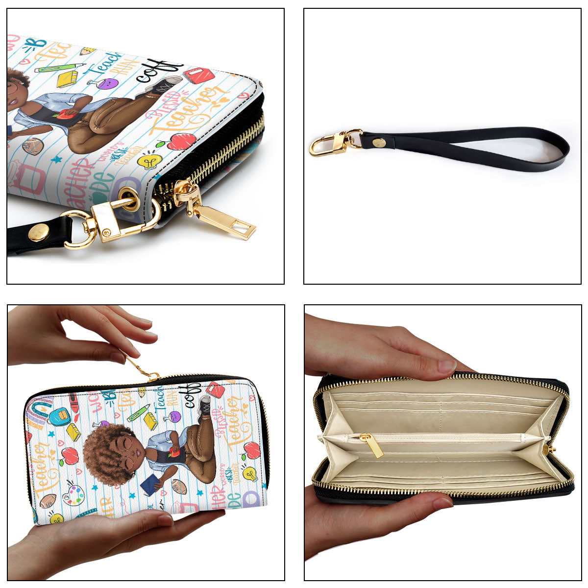 Teacher - Personalized Leather Clutch Purse SBCPLM1394L