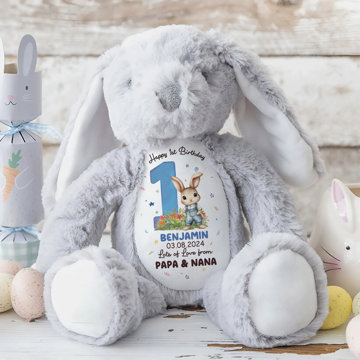 Happy 1st Birthday - Personalized Stuffed Bunny