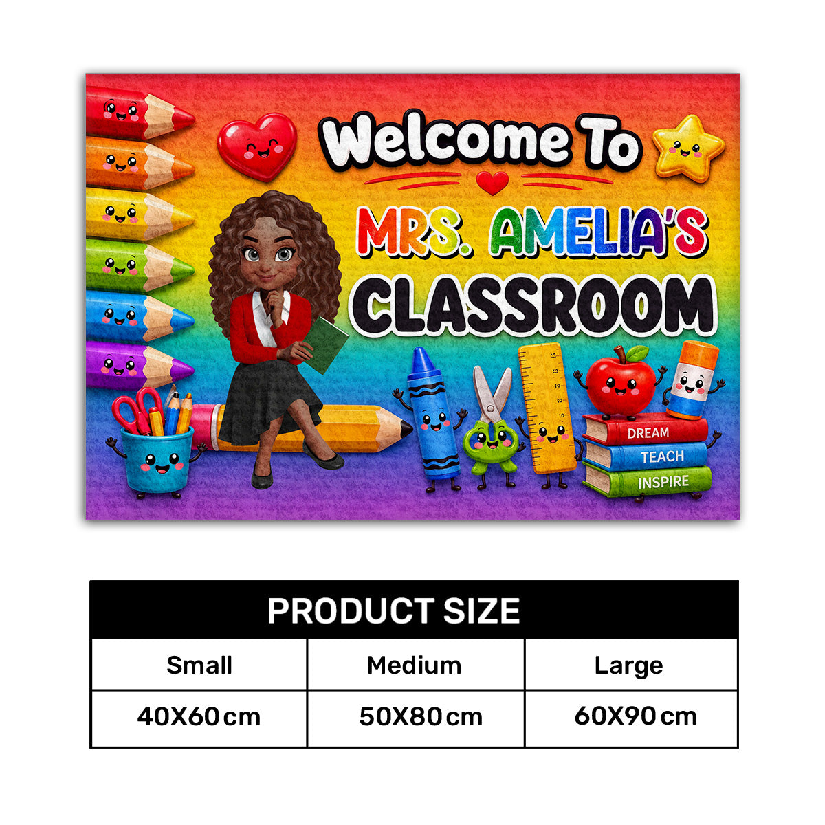 Back To School Gift For Teacher Colorful Pencils  - Personalized Doormat