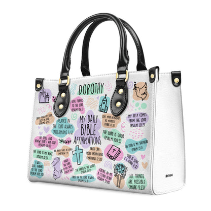 My Daily Bible Affirmations - Personalized Leather Handbag SBLHB26