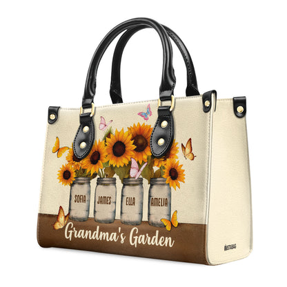 Grandma's Garden - Personalized Purple Leather Handbag STB174