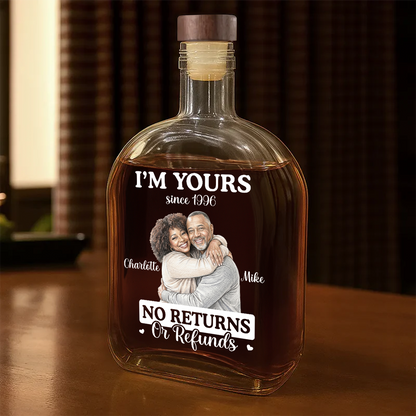 Custom Photo Colored Pencil Sketch I'm Yours Forever - Personalized Whiskey Bottle
