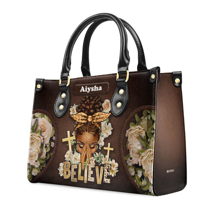 Believe - Personalized Leather Handbag SBLHBHA44