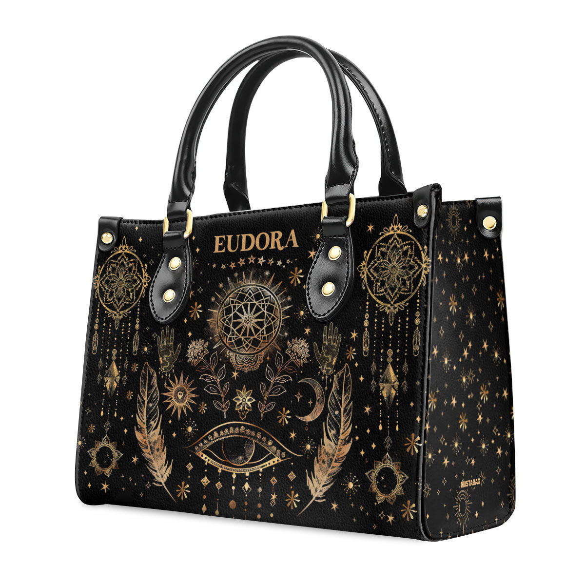 Mystic Moon And Sun - Personalized Leather Handbag SBLHBN09