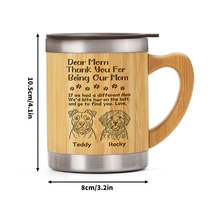 Thank You For Being My Mom Dad - Personalized Stainless Bamboo Mug