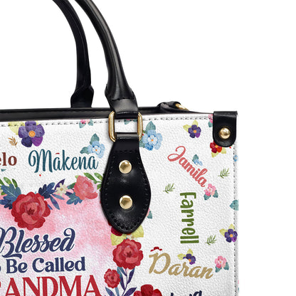 Grandma Flower - Personalized Leather Handbag SBLHBLM1991L