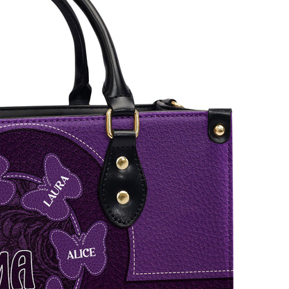 Grandma Flower Butterfly - Personalized Leather Handbag SBLHBLM2339L