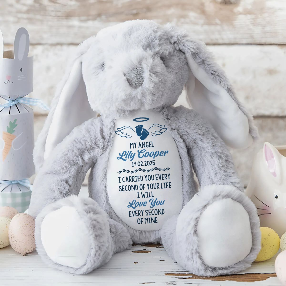 I Will Love You Every Second Of Mine - Personalized Stuffed Bunny