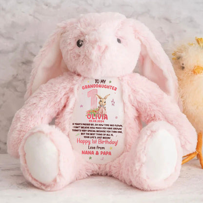 Happy First Birthday - Personalized Stuffed Bunny