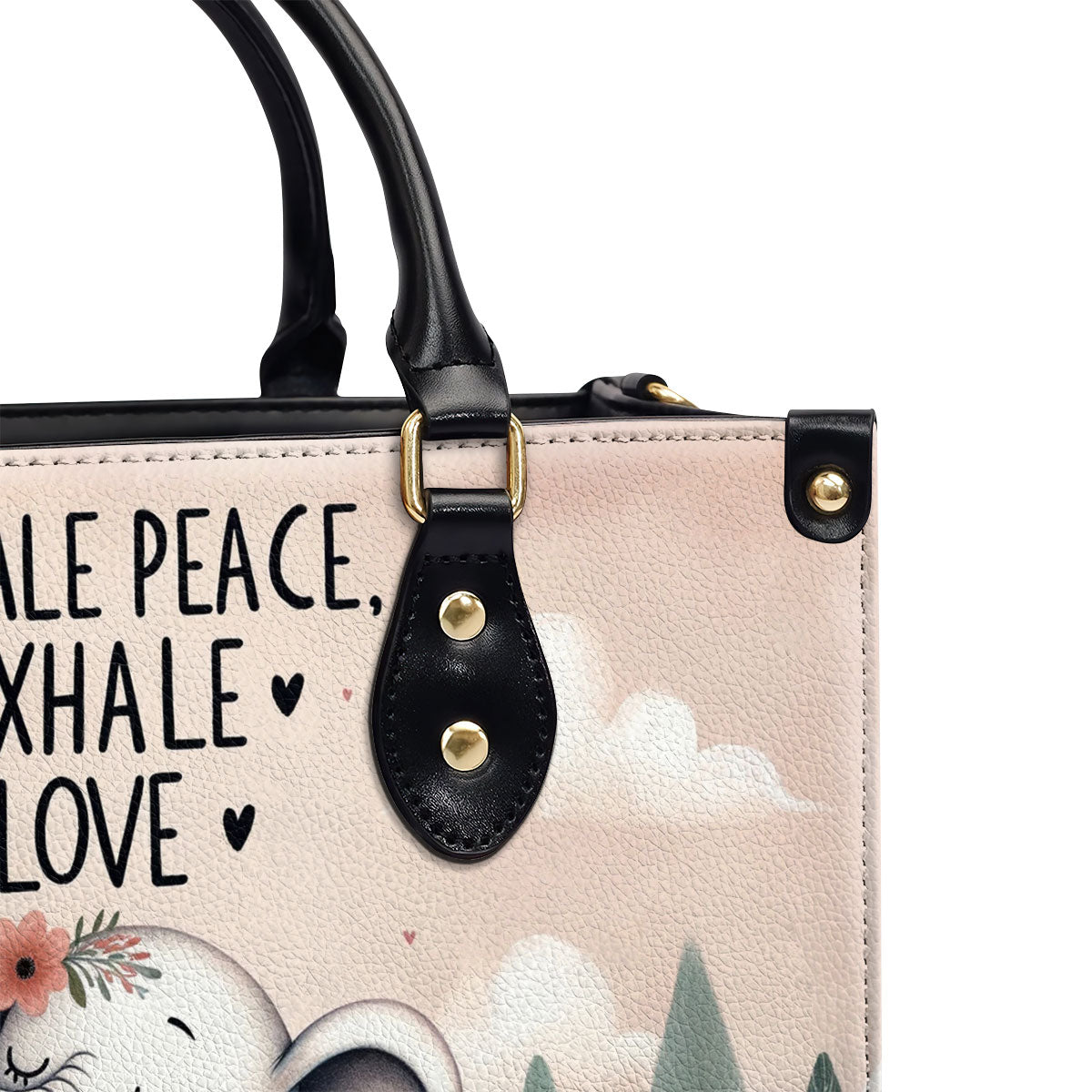 Inhale Peace, Exhale Love - Elephant Personalized Leather Handbag SB838