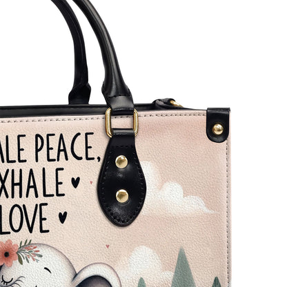 Inhale Peace, Exhale Love - Elephant Personalized Leather Handbag SB838