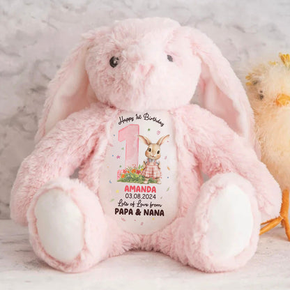 Happy 1st Birthday - Personalized Stuffed Bunny