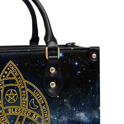 The Triquetra With Affirmations - Personalized Leather Handbag STB219