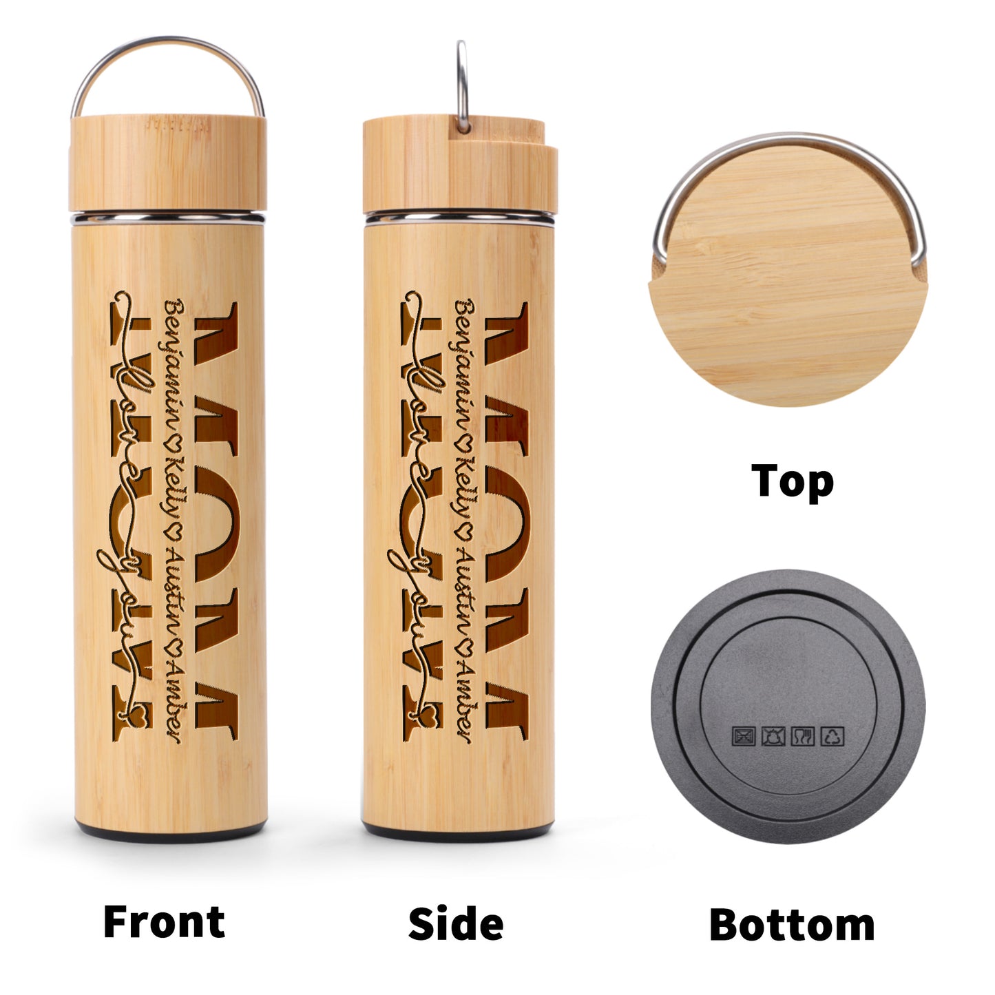 Love You Mom - Personalized Stainless Bamboo Tumbler