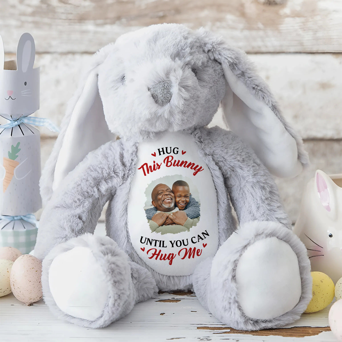 Hug This Bunny Until You Can Hug Me - Personalized Stuffed Bunny