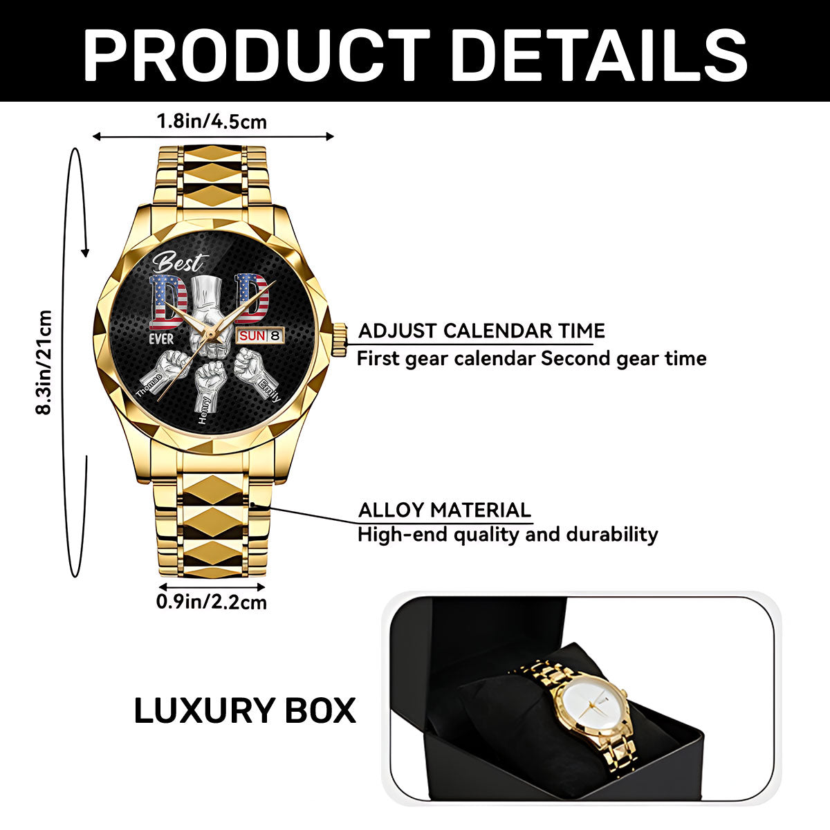 Best Dad Ever - Personalized Men's Wrist Watch