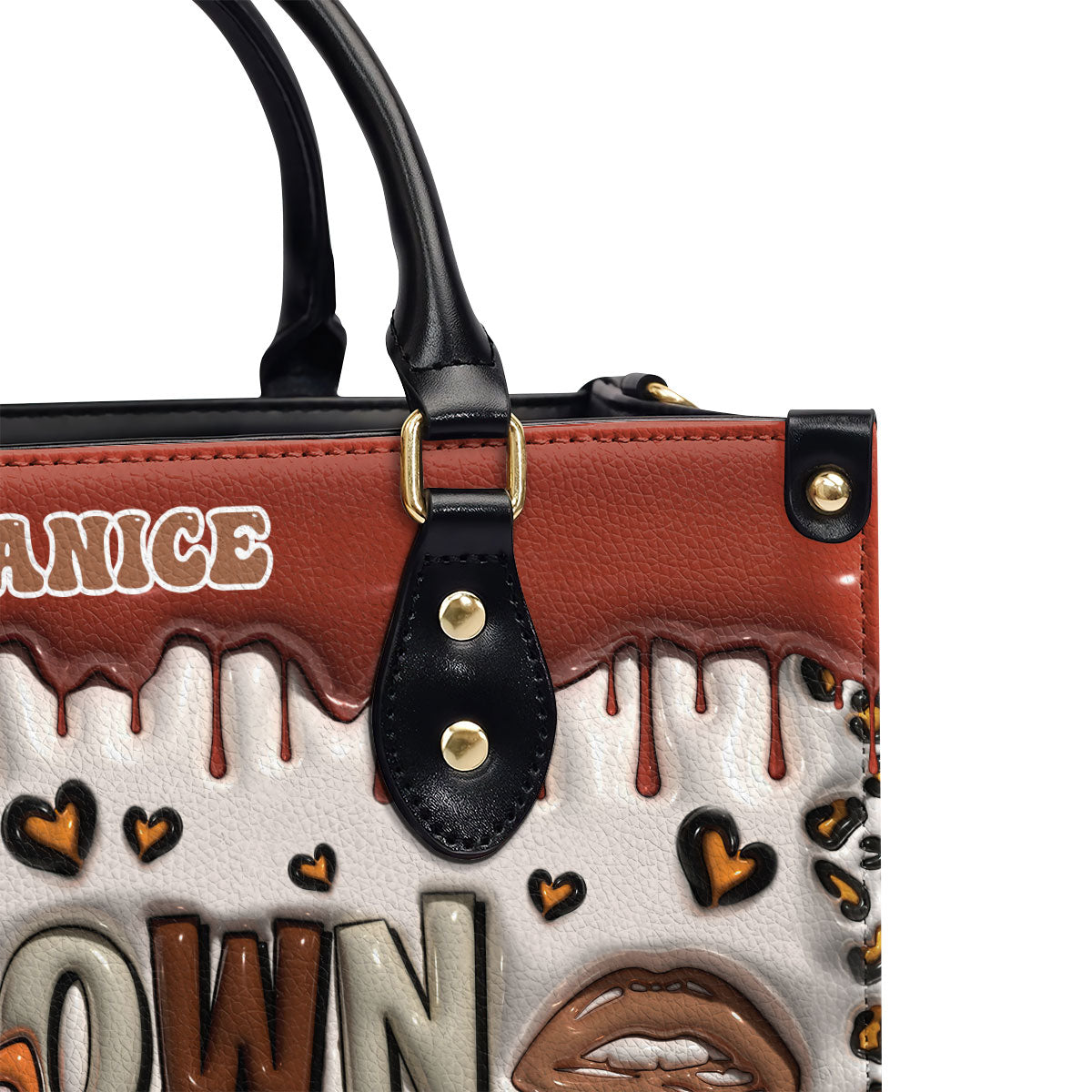 Brown Suga Babe 3D Effect  - Personalized Leather Handbag SBLHBHA48