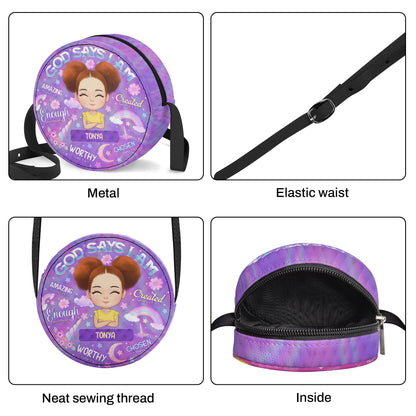 God Says I Am - Personalized Kid Round Purse SBCRBLM1167L