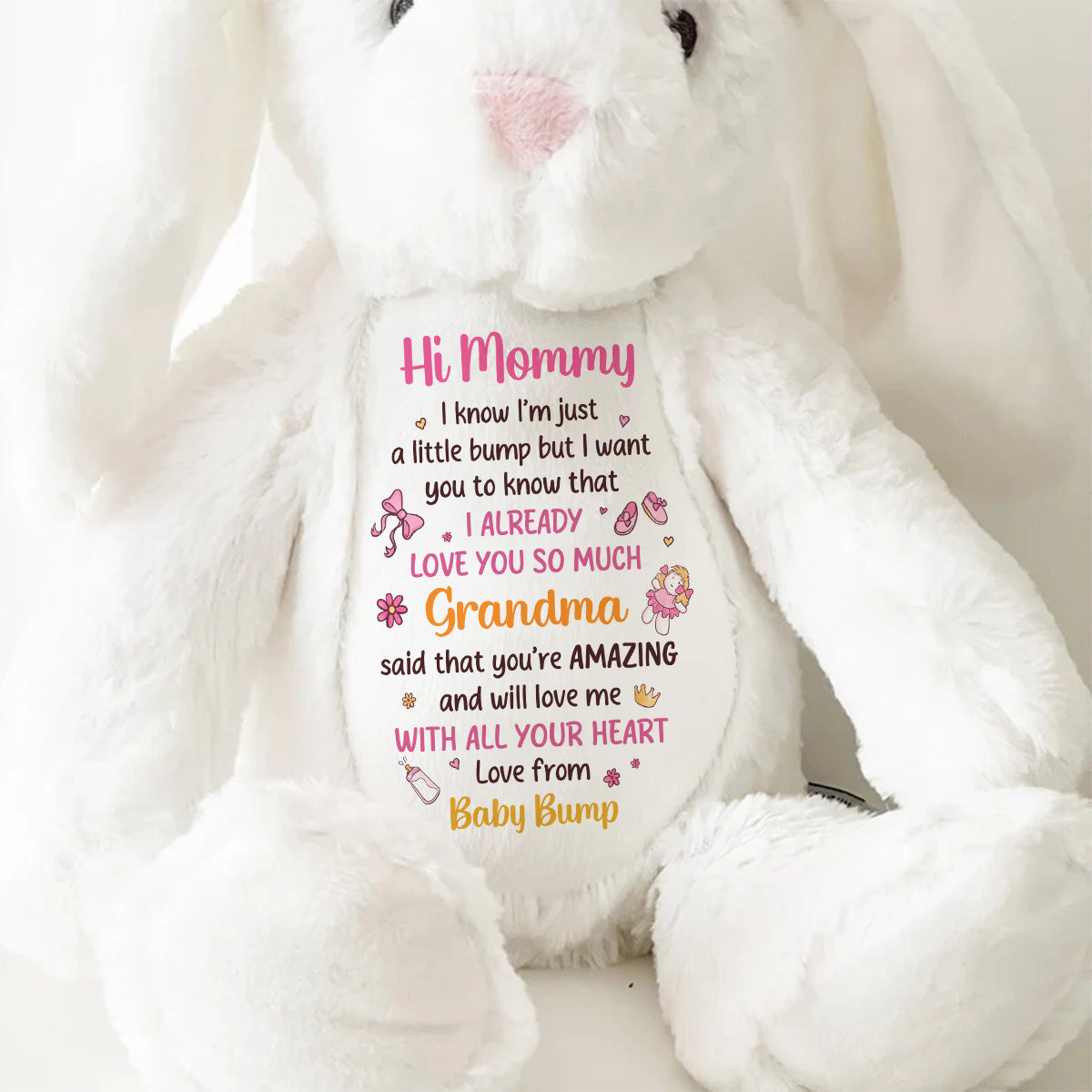 Dear Mommy I Love You - Personalized Stuffed Bunny