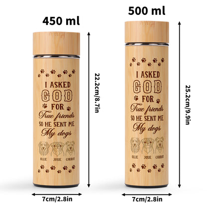 I Asked God For A True Friend - Personalized Stainless Bamboo Tumbler