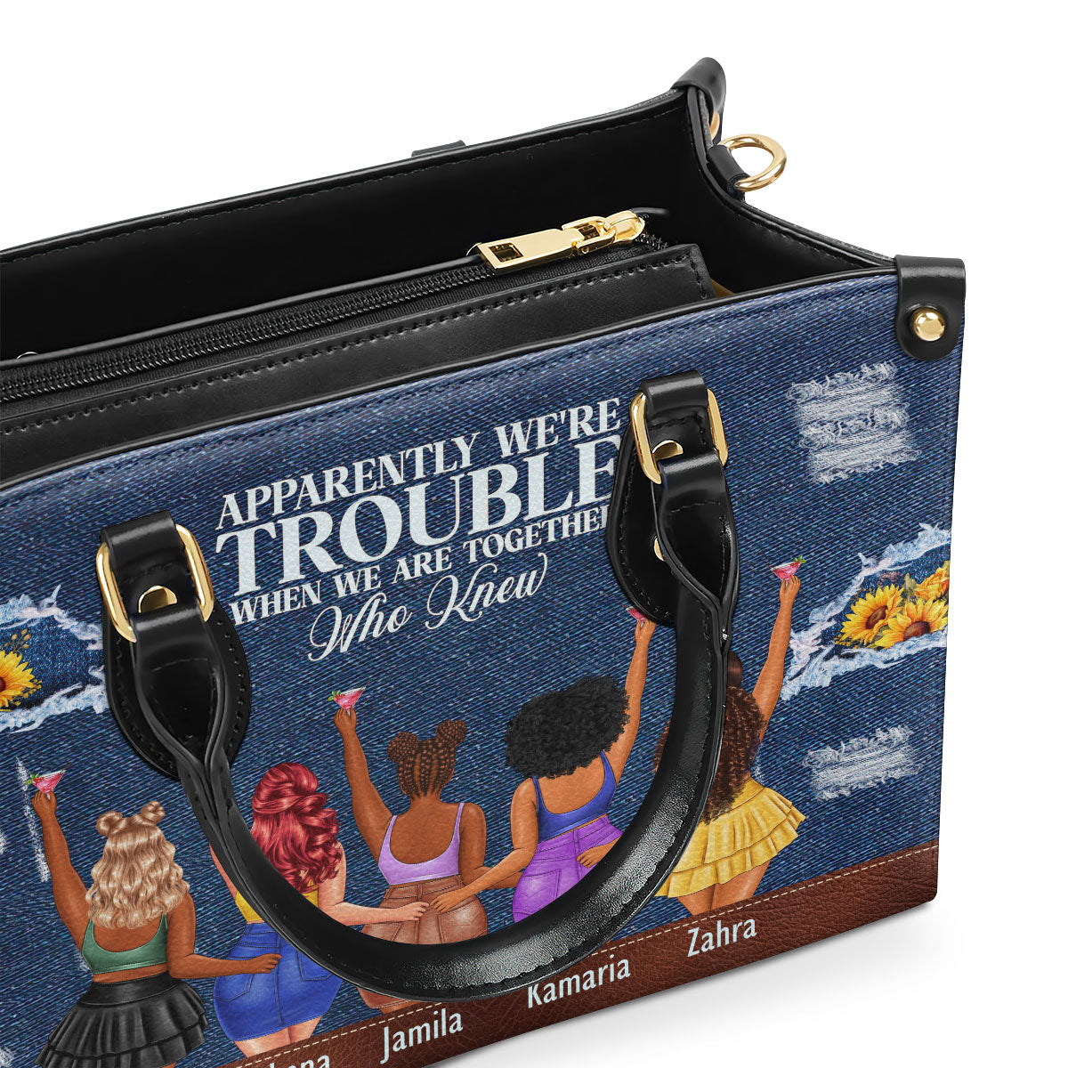 Apparently We're Trouble When We Are Together Who Knew - Personalized Leather Handbag SBLHBLM1220D